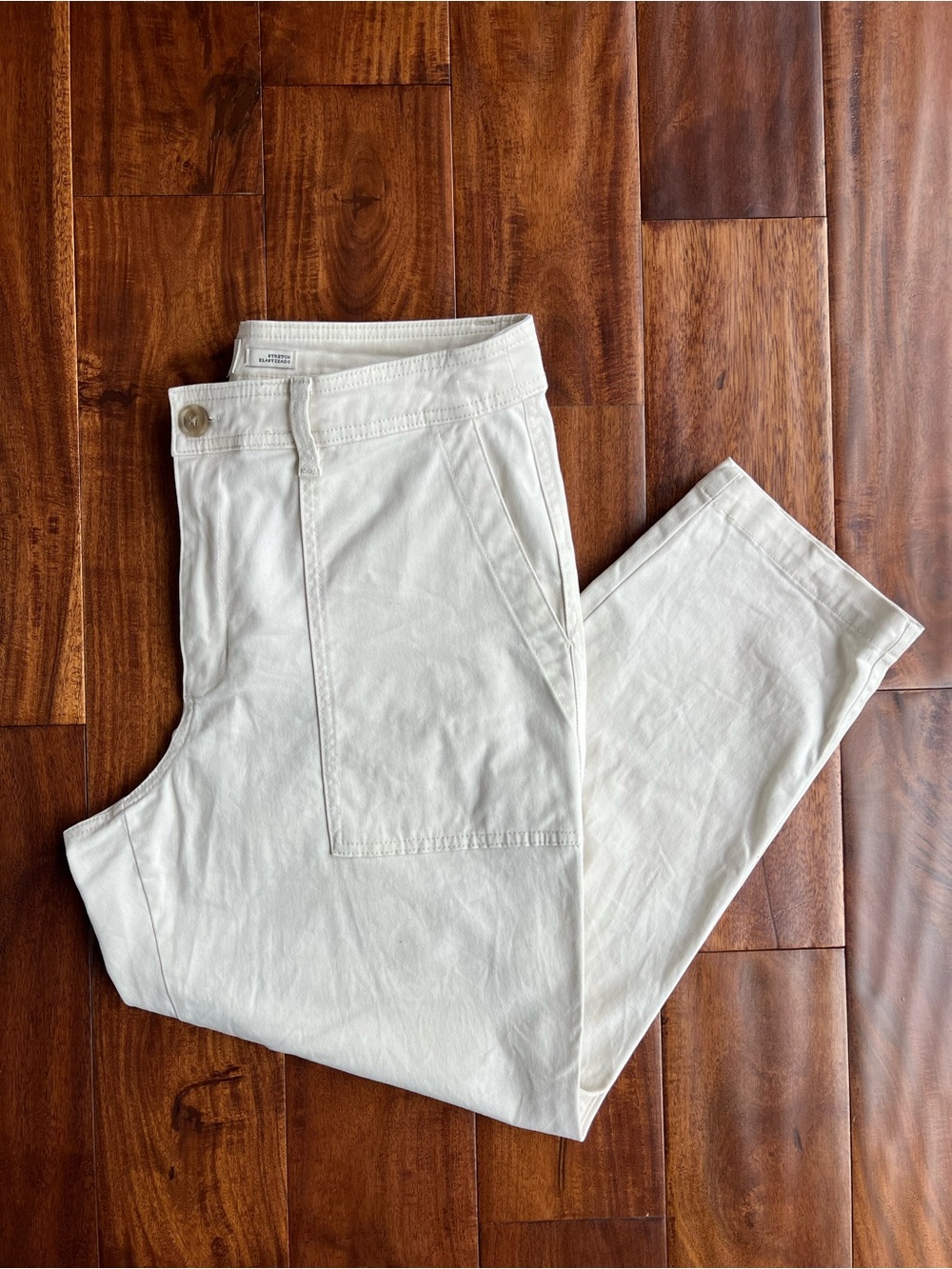 A New Day Target Casual High-Waist Cream Cotton Taper Pants Women's Size 12